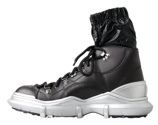 Dolce & Gabbana Black Nylon Galileo High Top Sneakers Shoes Curated Luxury Accessories by Orvyn