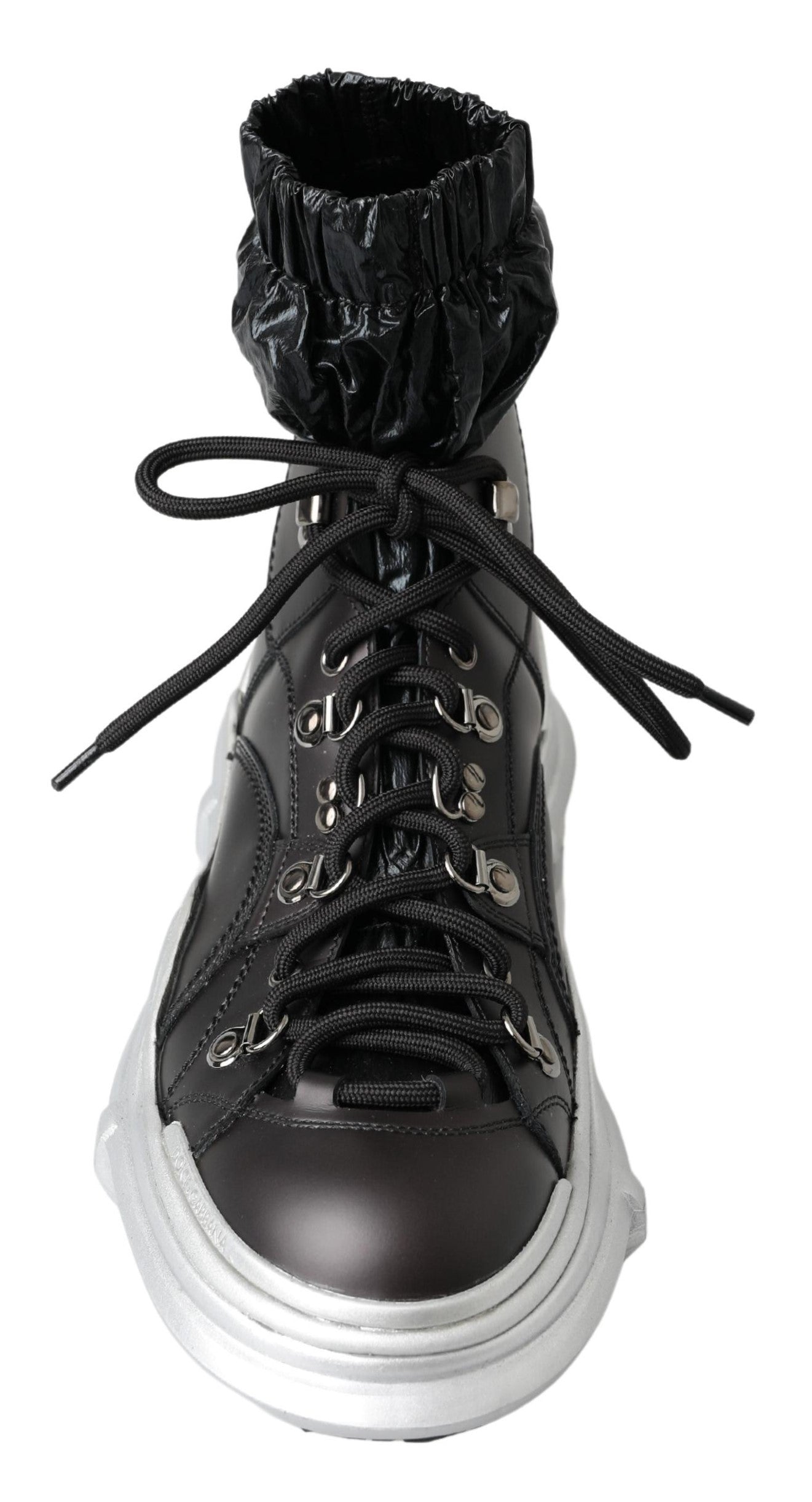 Dolce & Gabbana Black Nylon Galileo High Top Sneakers Shoes Curated Luxury Accessories by Orvyn