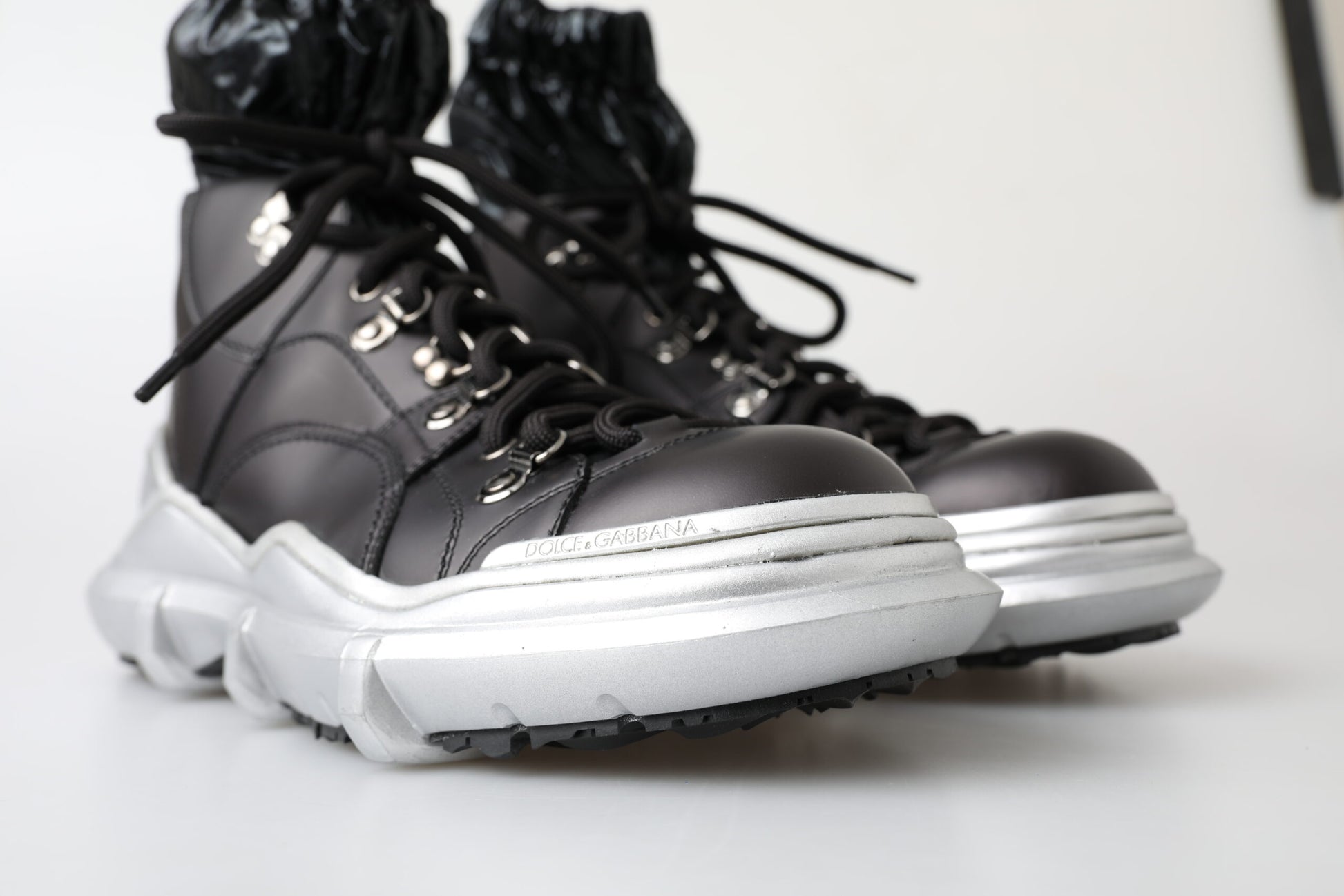 Dolce & Gabbana Black Nylon Galileo High Top Sneakers Shoes Curated Luxury Accessories by Orvyn