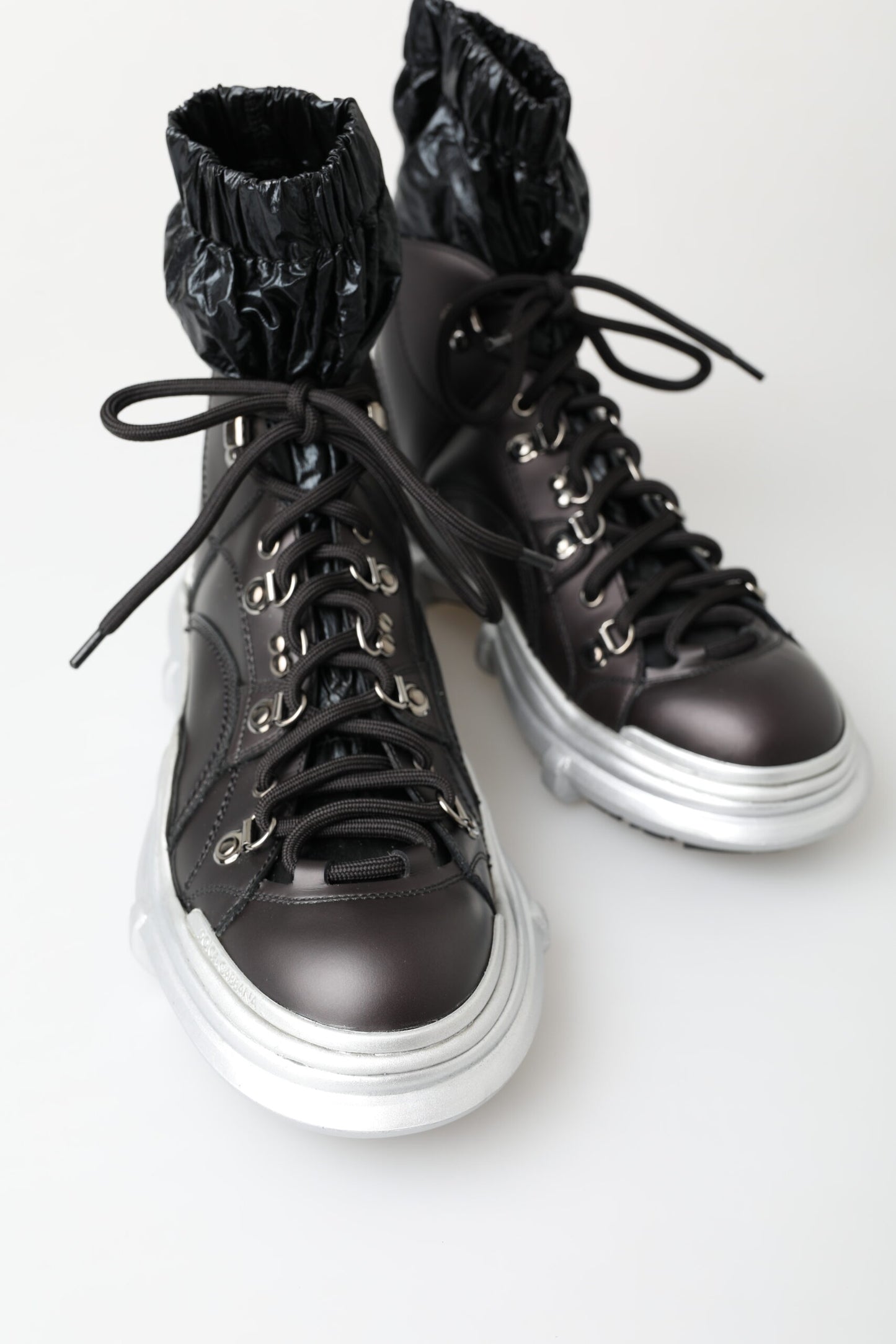 Dolce & Gabbana Black Nylon Galileo High Top Sneakers Shoes Curated Luxury Accessories by Orvyn