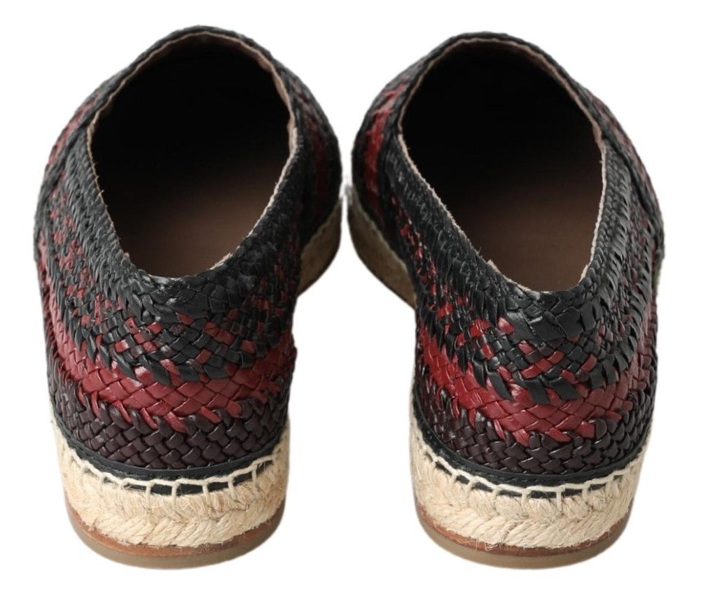 Dolce & Gabbana Black Bordeaux Buffalo Leather Espadrille Shoes Curated Luxury Accessories by Orvyn