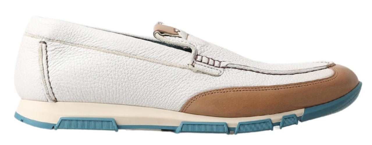 Dolce & Gabbana White Leather Loafers Moccasins Shoes Curated Luxury Accessories by Orvyn