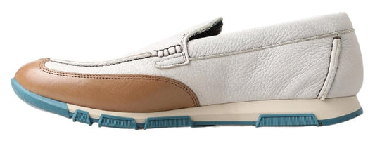 Dolce & Gabbana White Leather Loafers Moccasins Shoes Curated Luxury Accessories by Orvyn