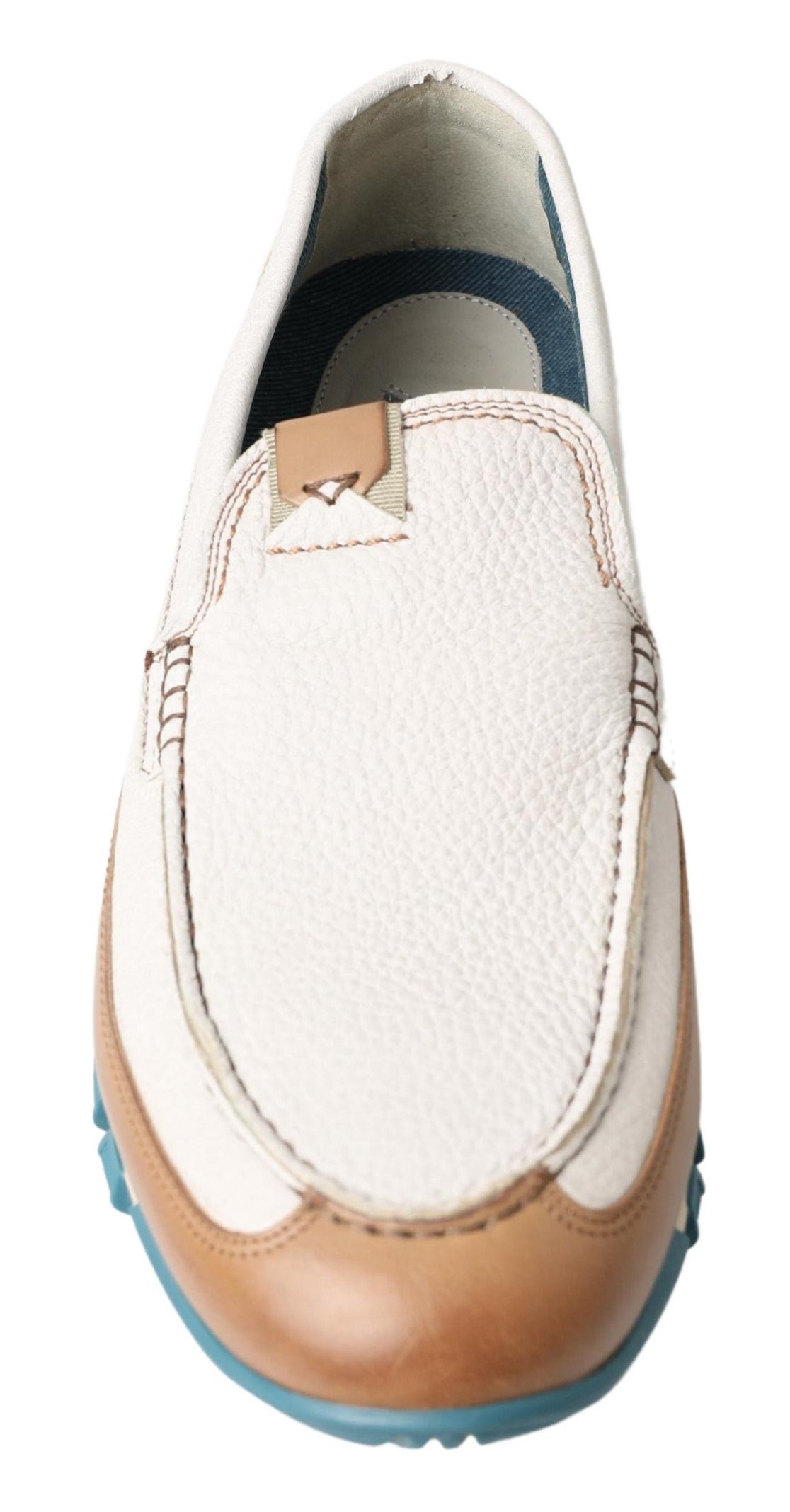 Dolce & Gabbana White Leather Loafers Moccasins Shoes Curated Luxury Accessories by Orvyn