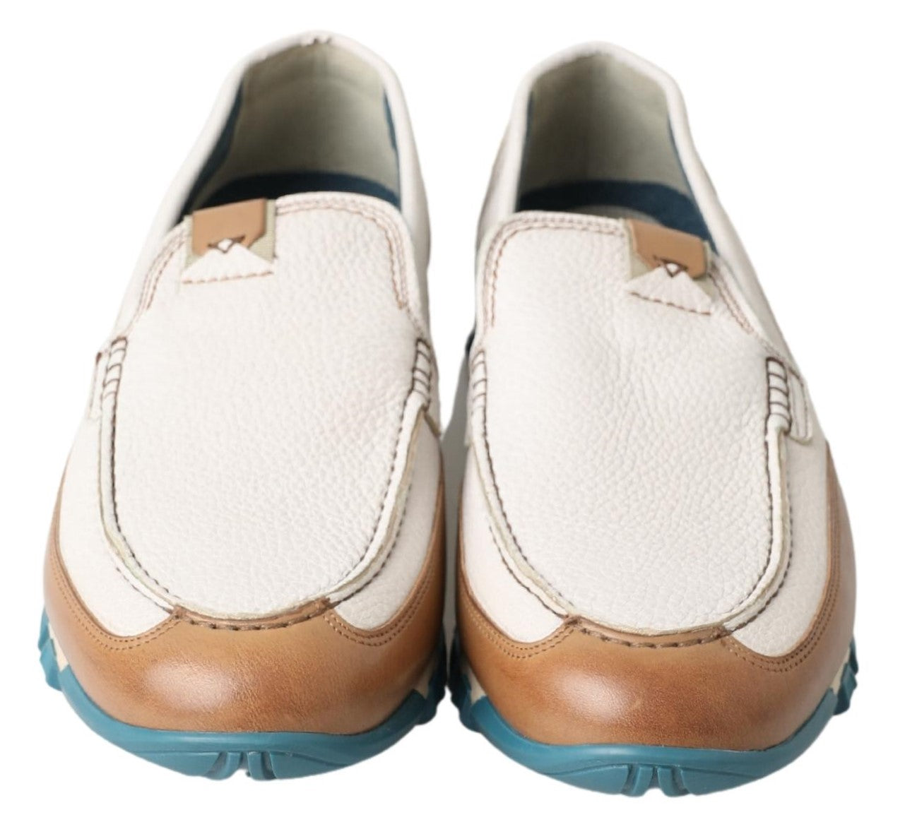 Dolce & Gabbana White Leather Loafers Moccasins Shoes Curated Luxury Accessories by Orvyn