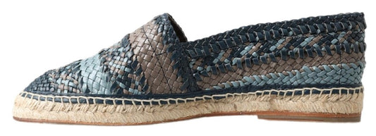 Dolce & Gabbana Blue Gray Leather Buffalo Espadrille Shoes Curated Luxury Accessories by Orvyn