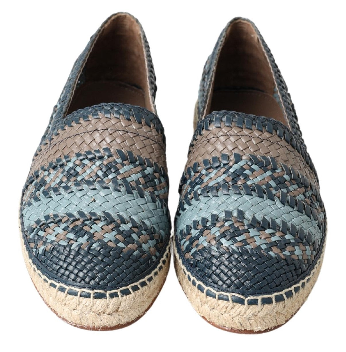 Dolce & Gabbana Blue Gray Leather Buffalo Espadrille Shoes Curated Luxury Accessories by Orvyn