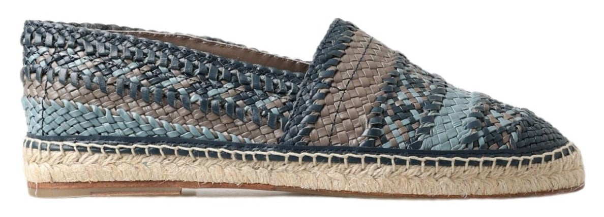 Dolce & Gabbana Blue Gray Leather Buffalo Espadrille Shoes Curated Luxury Accessories by Orvyn
