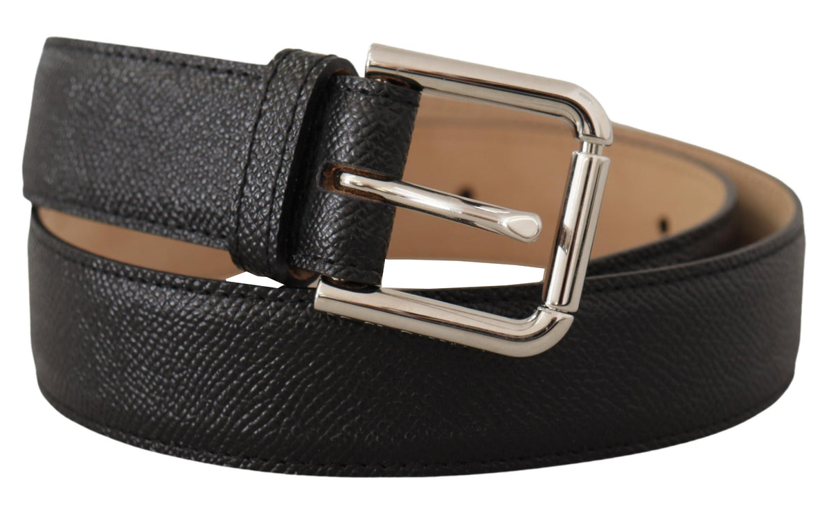 Dolce & Gabbana Black Brown Backend Metal Buckle Belt schwarz