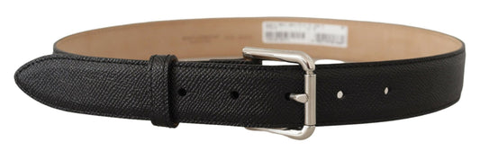 Dolce & Gabbana Black Brown Backend Metal Buckle Belt schwarz