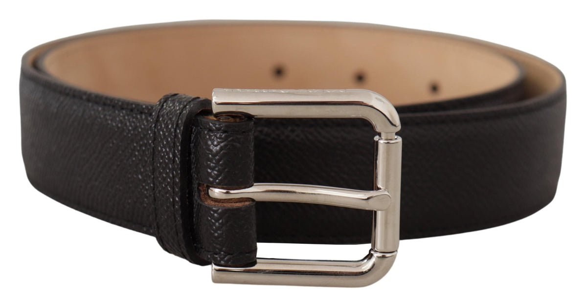 Dolce & Gabbana Black Brown Backend Metal Buckle Belt schwarz