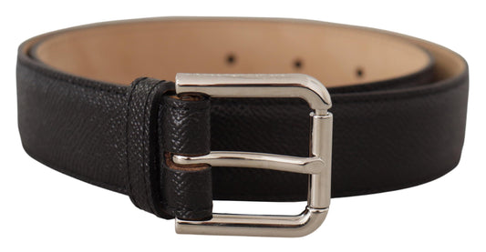 Dolce & Gabbana Black Brown Backend Metal Buckle Belt schwarz