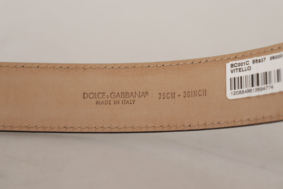 Dolce & Gabbana Black Brown Backend Metal Buckle Belt schwarz