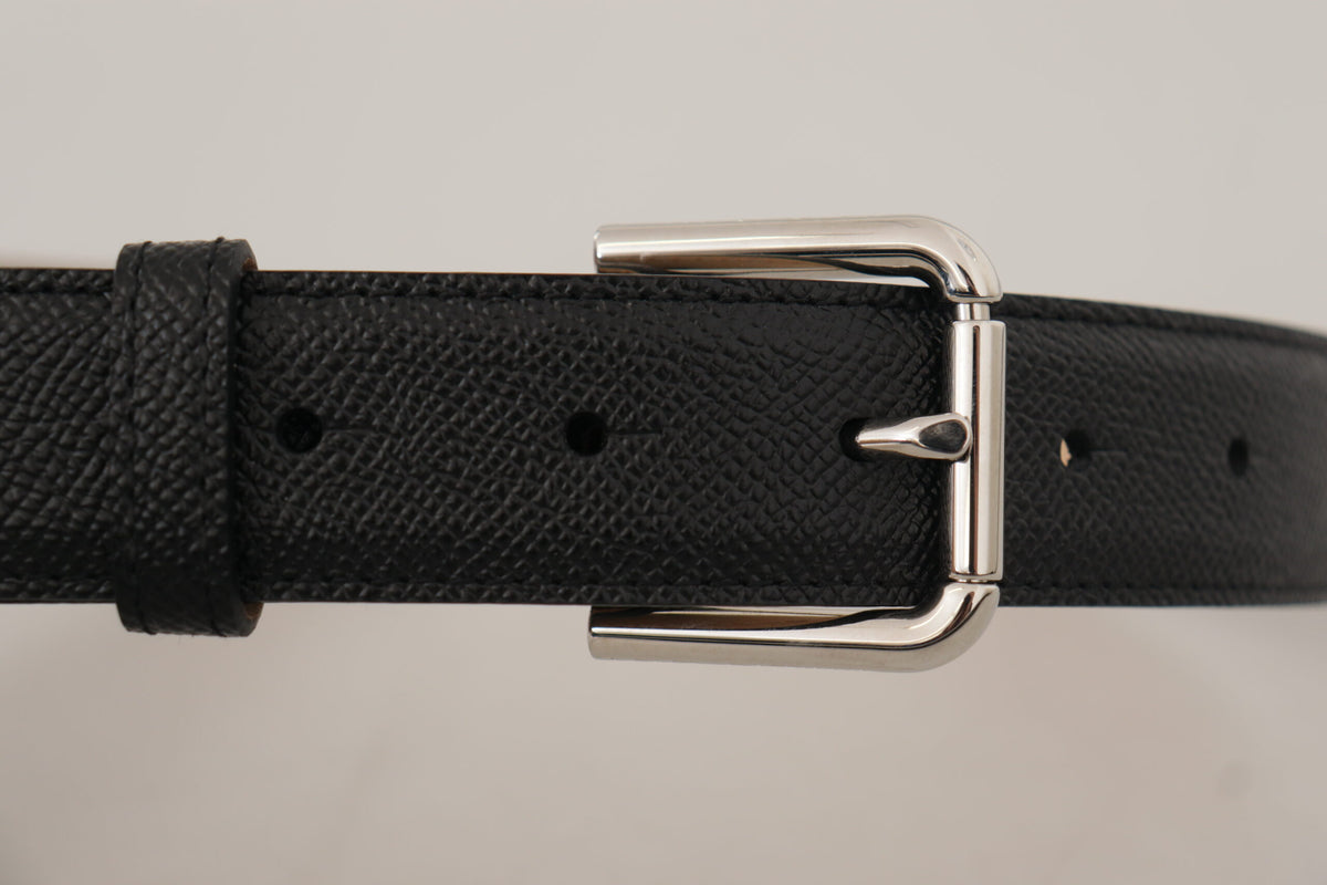 Dolce & Gabbana Black Brown Backend Metal Buckle Belt schwarz