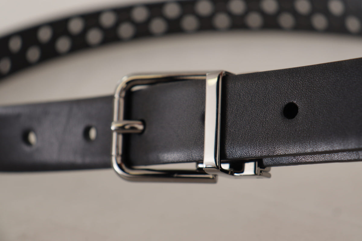 Dolce & Gabbana Black Perforated Metal Buckle Belt schwarz