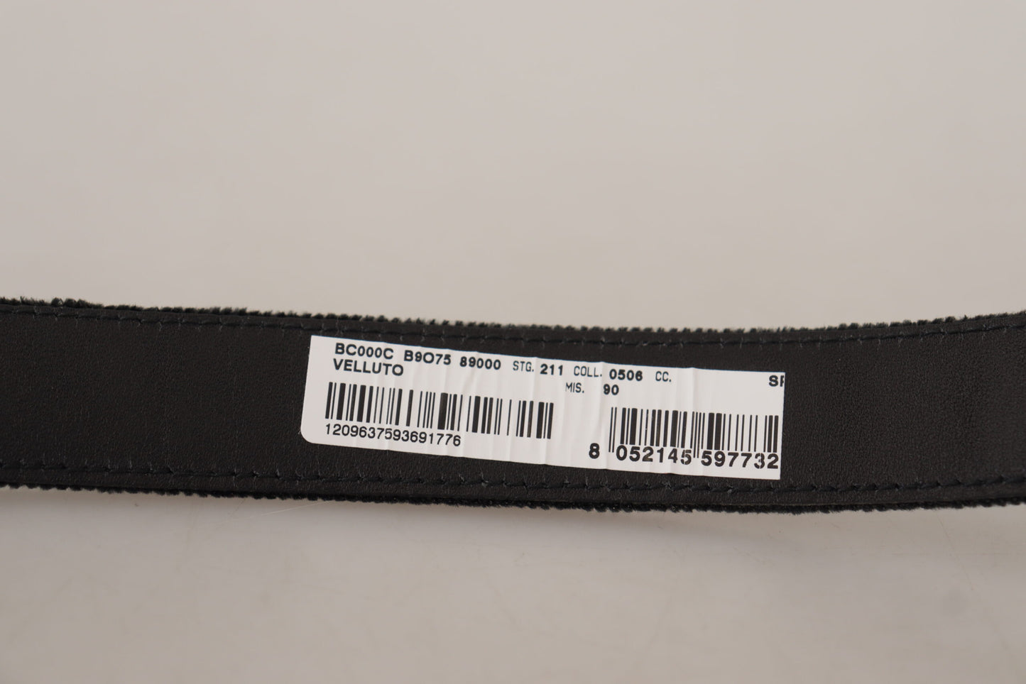 Dolce & Gabbana Black Velvet Classic Logo Engraved Metal Belt schwarz