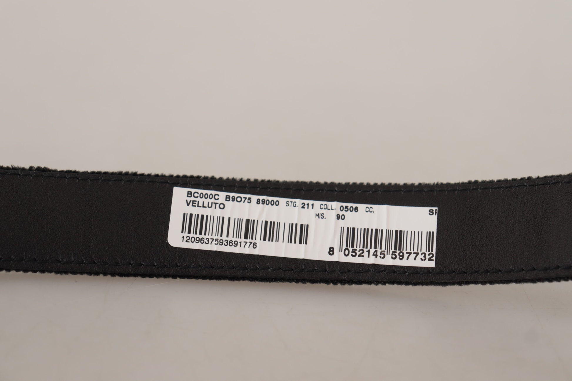 Dolce & Gabbana Black Velvet Classic Logo Engraved Metal Belt schwarz