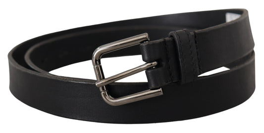 Dolce & Gabbana Black Logo Engraved Metal Buckle Belt schwarz