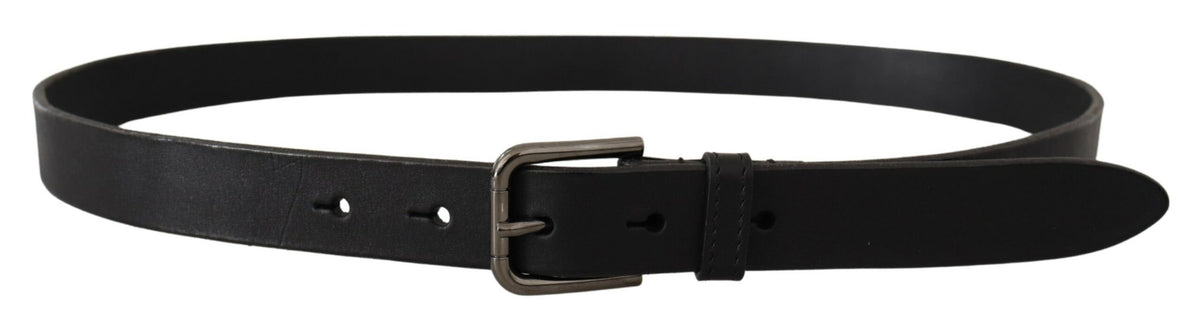 Dolce & Gabbana Black Logo Engraved Metal Buckle Belt schwarz