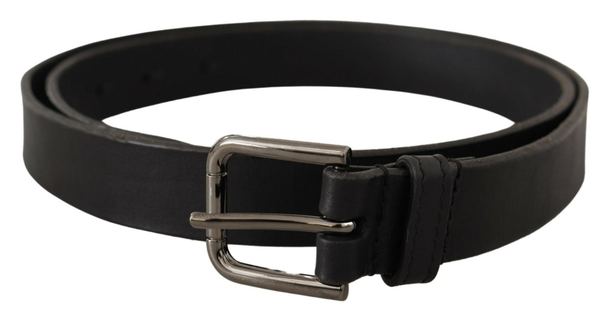 Dolce & Gabbana Black Logo Engraved Metal Buckle Belt schwarz