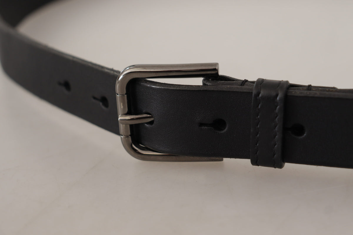 Dolce & Gabbana Black Logo Engraved Metal Buckle Belt schwarz