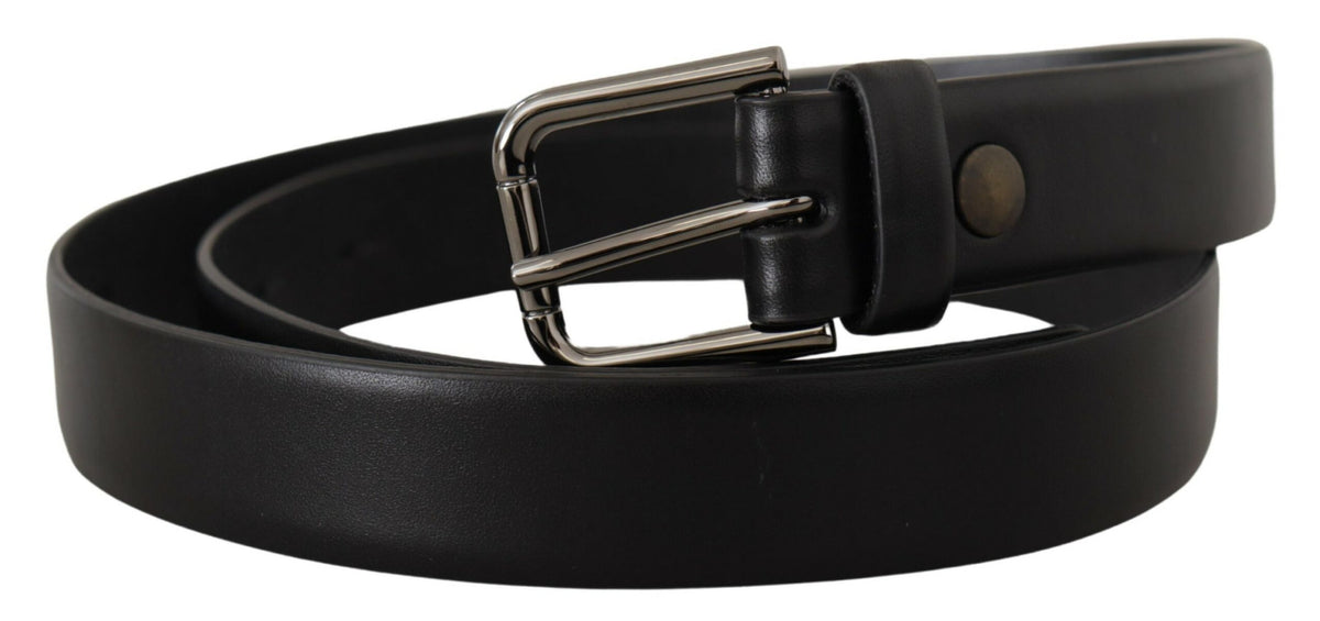 Dolce & Gabbana Black Classic Logo Metal Buckle Belt schwarz