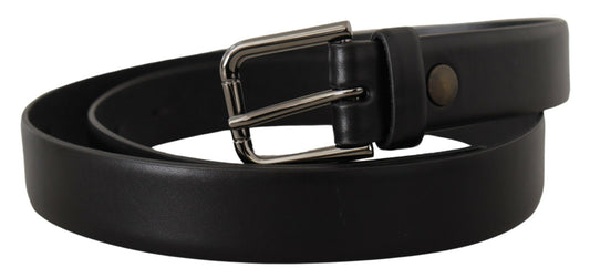Dolce & Gabbana Black Classic Logo Metal Buckle Belt schwarz