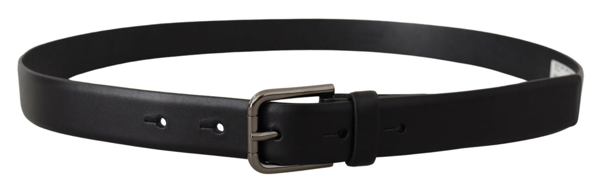 Dolce & Gabbana Black Classic Logo Metal Buckle Belt schwarz