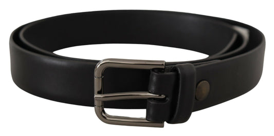 Dolce & Gabbana Black Classic Logo Metal Buckle Belt schwarz
