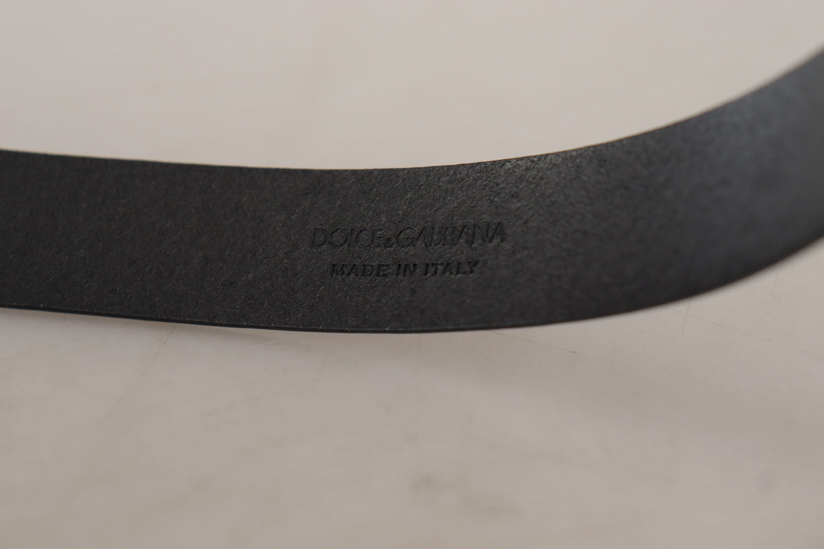 Dolce & Gabbana Black Classic Logo Metal Buckle Belt schwarz