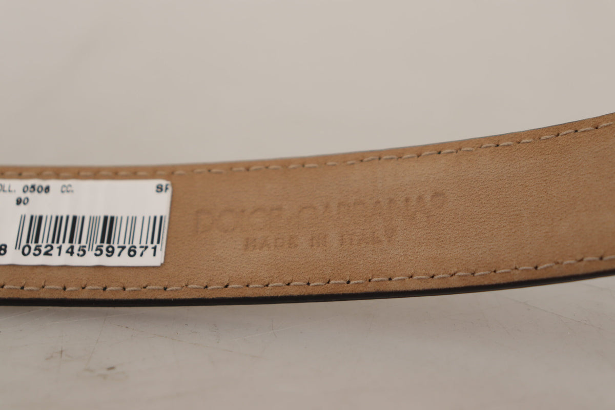 Dolce & Gabbana Black Logo Engraved Metal Buckle Belt schwarz