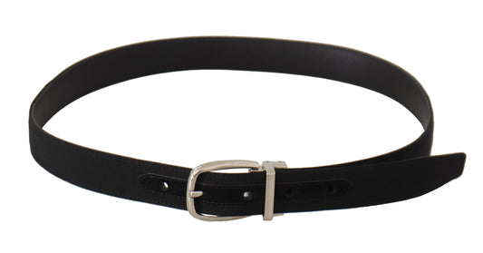 Dolce & Gabbana Belt Black Leather Silver Tone Metal Buckle schwarz