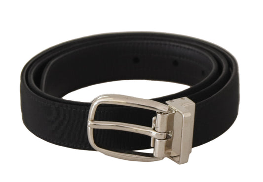 Dolce & Gabbana Belt Black Leather Silver Tone Metal Buckle schwarz
