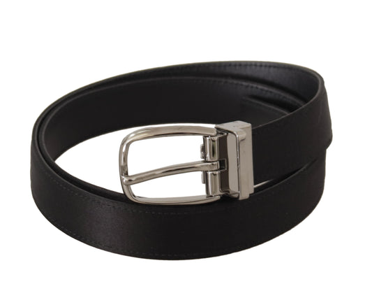 Dolce & Gabbana Black Silver Logo Metal Buckle Belt schwarz