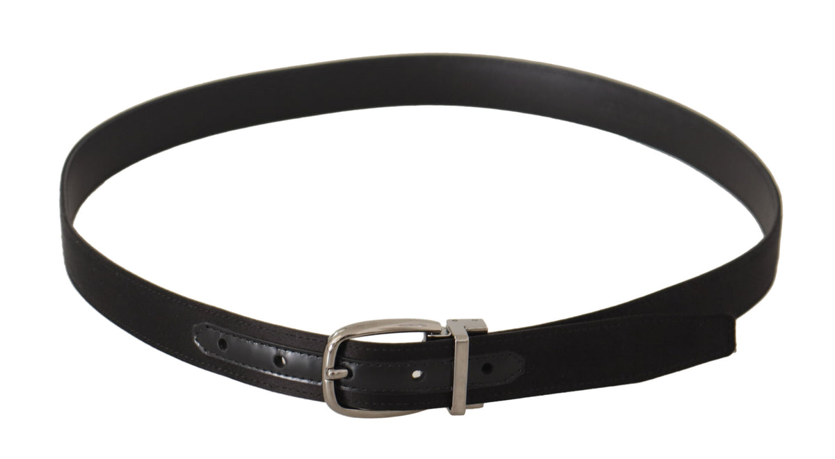 Dolce & Gabbana Black Silver Logo Metal Buckle Belt schwarz