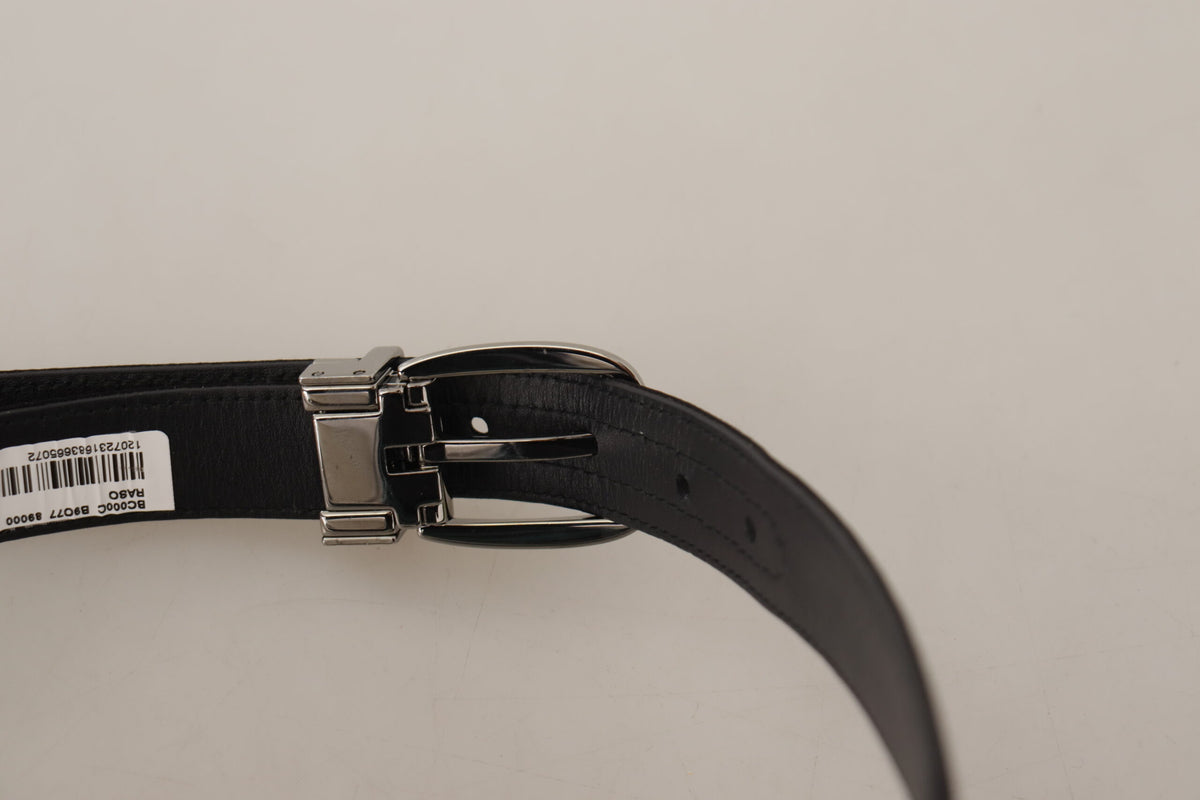 Dolce & Gabbana Black Silver Logo Metal Buckle Belt schwarz