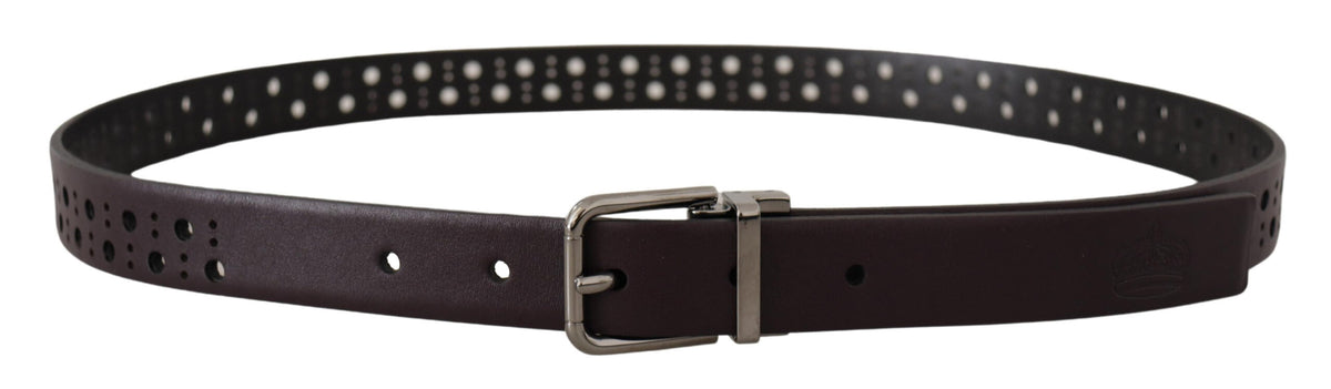 Dolce & Gabbana Dark Purple Perforated Leather Metal Buckle Belt lila