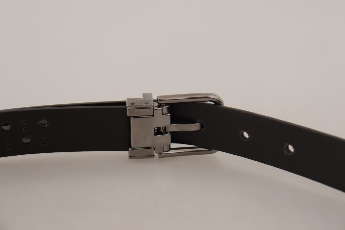 Dolce & Gabbana Dark Purple Perforated Leather Metal Buckle Belt lila