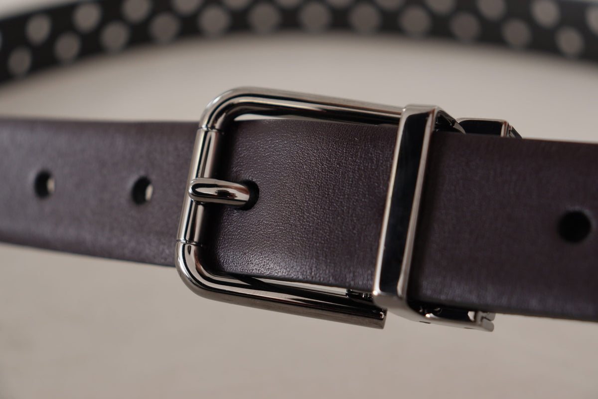 Dolce & Gabbana Dark Purple Perforated Leather Metal Buckle Belt lila