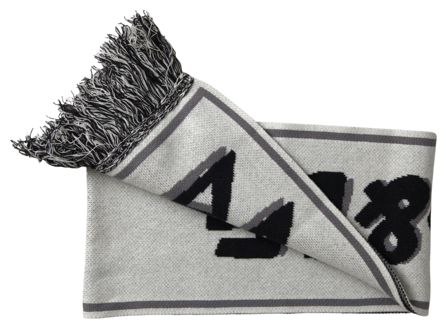 Dolce & Gabbana Gray Cashmere Knitted Wrap Shawl Fringe Scarf Curated Luxury Accessories by Orvyn