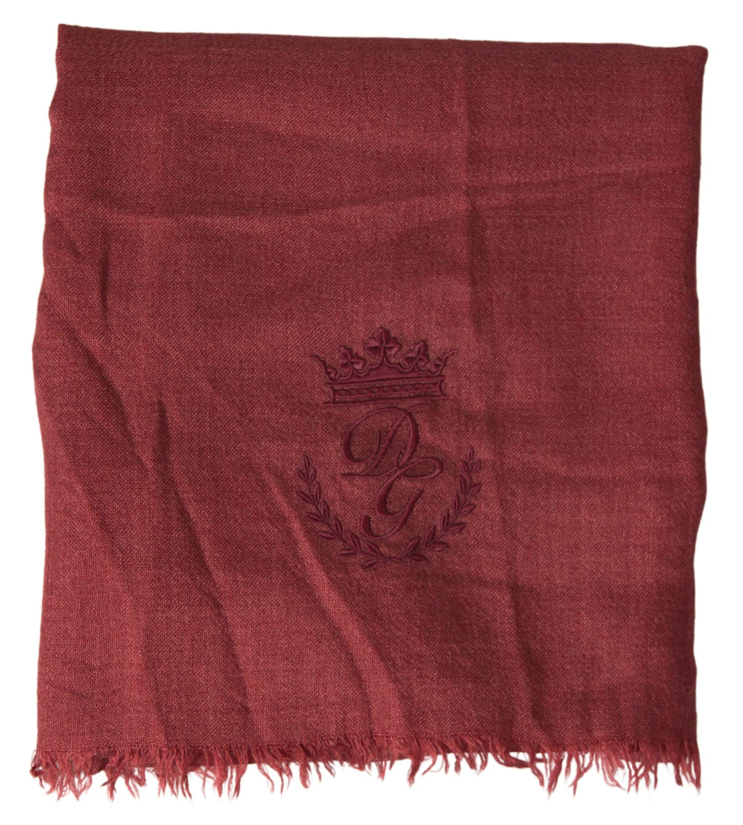 Dolce & Gabbana Maroon Cashmere Knit Wrap Shawl Fringe Scarf Curated Luxury Accessories by Orvyn