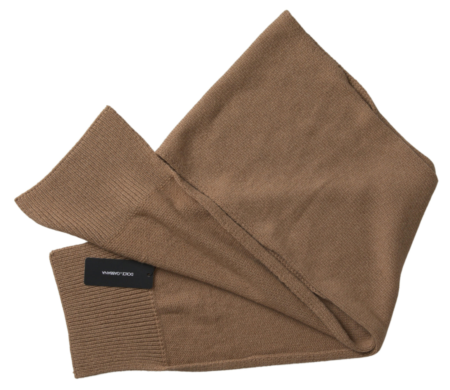 Dolce & Gabbana Brown Knitted Camel Wrap Shawl Foulard Scarf Curated Luxury Accessories by Orvyn