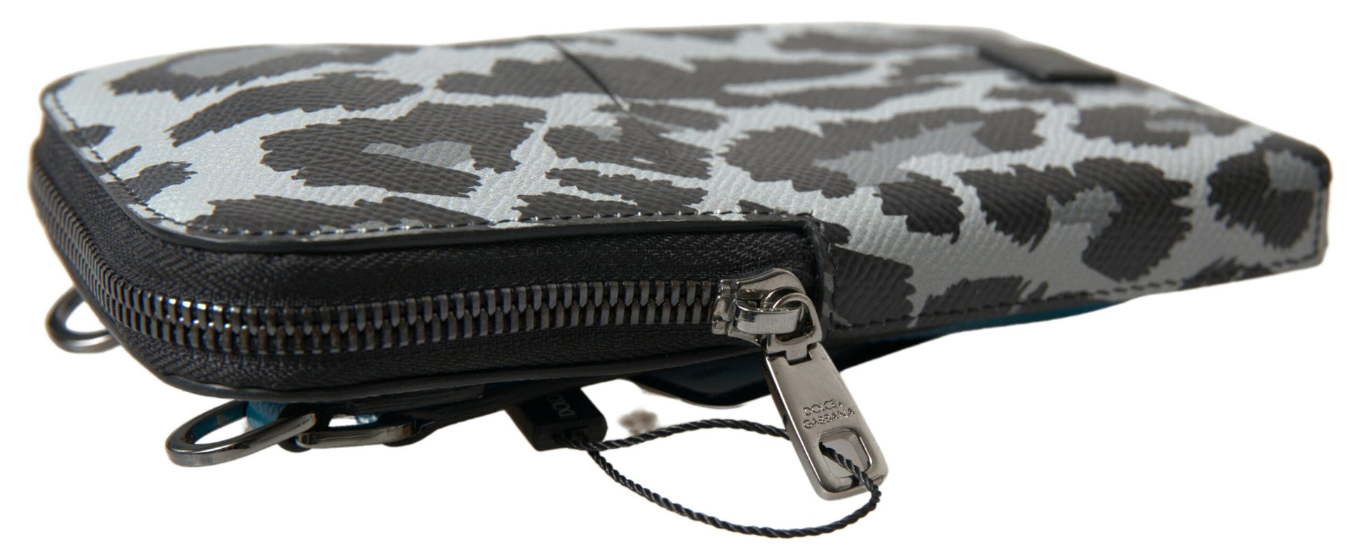 Dolce & Gabbana Gray Leopard Leather Men Purse Crossbody Sling Phone Bag Curated Luxury Accessories by Orvyn