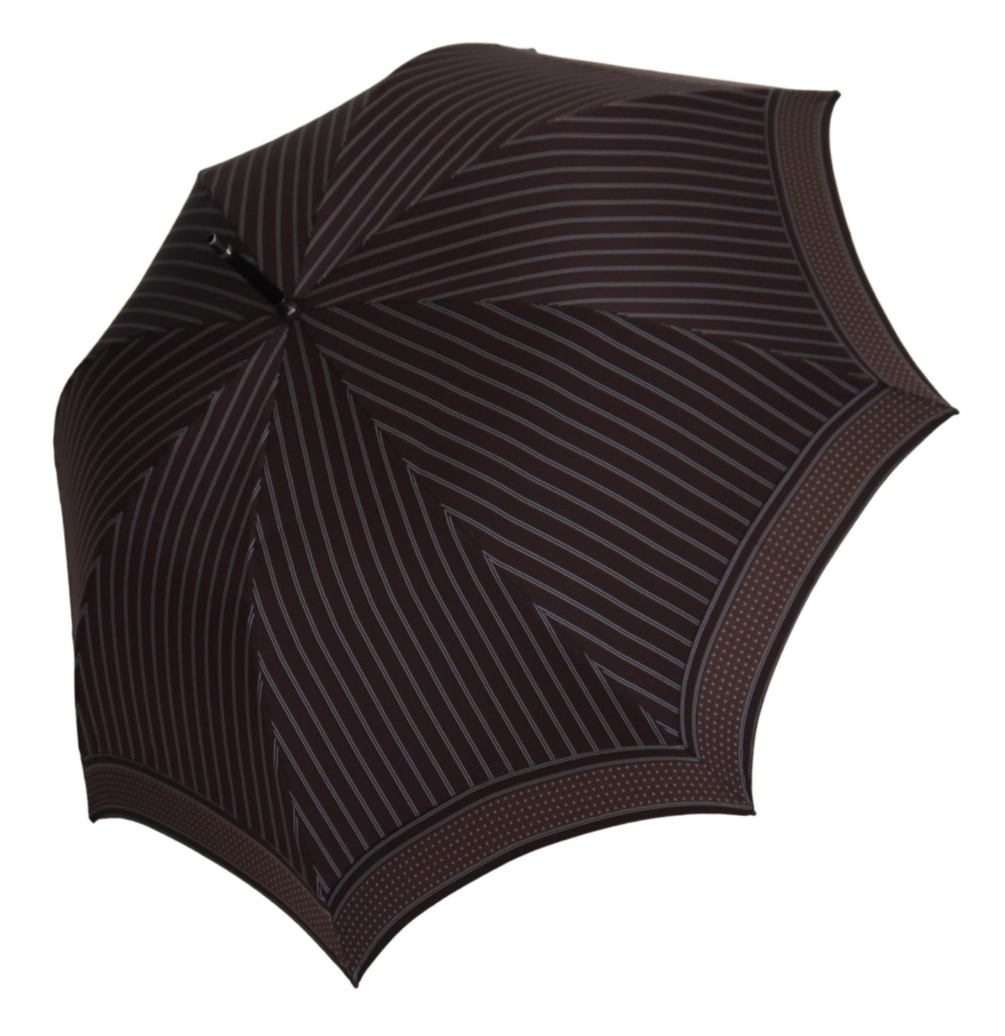 Dolce & Gabbana Brown Striped Leather Handle Collapsible Sartoria Umbrella Curated Luxury Accessories by Orvyn