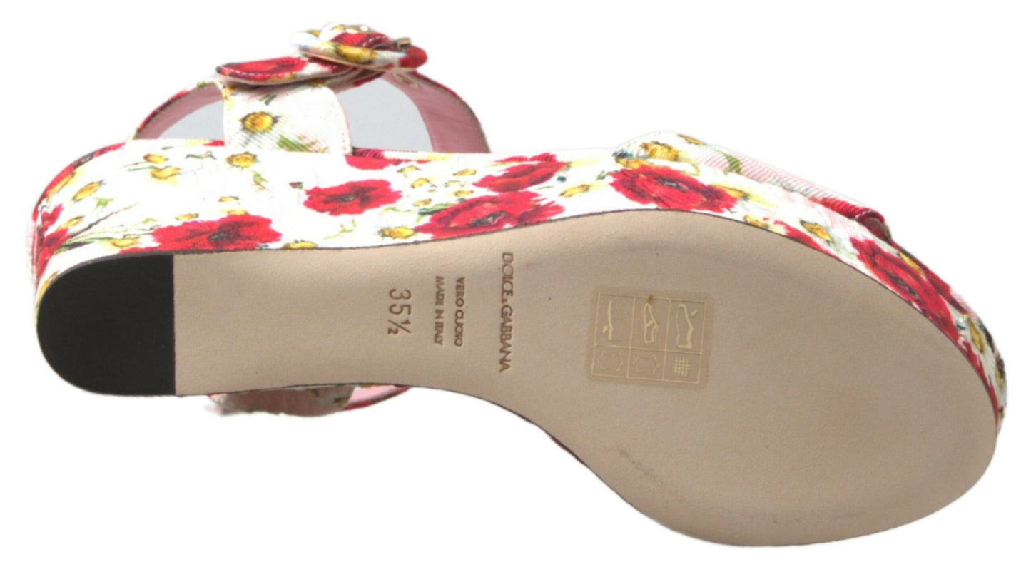Dolce & Gabbana Multicolor floral print Wedges Floral Ankle Strap Sandals Curated Luxury Accessories by Orvyn