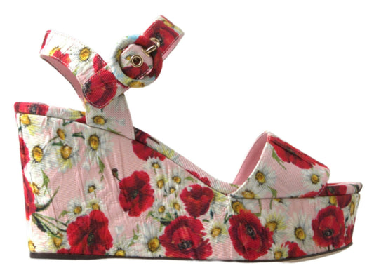 Dolce & Gabbana Multicolor floral print Wedges Floral Ankle Strap Sandals Curated Luxury Accessories by Orvyn
