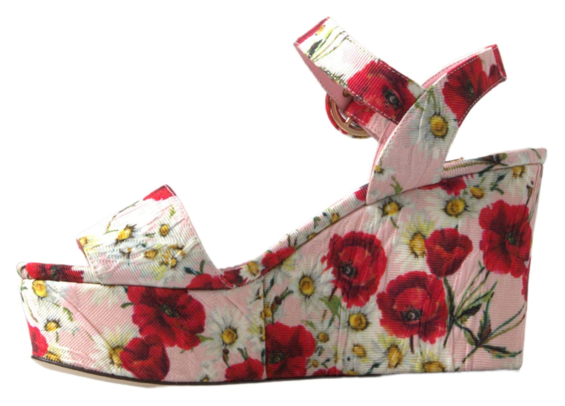 Dolce & Gabbana Multicolor floral print Wedges Floral Ankle Strap Sandals Curated Luxury Accessories by Orvyn