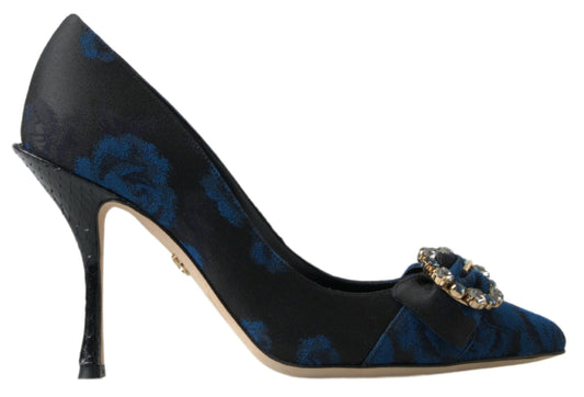 Dolce & Gabbana Blue Floral Ayers Crystal Pumps Shoes blau