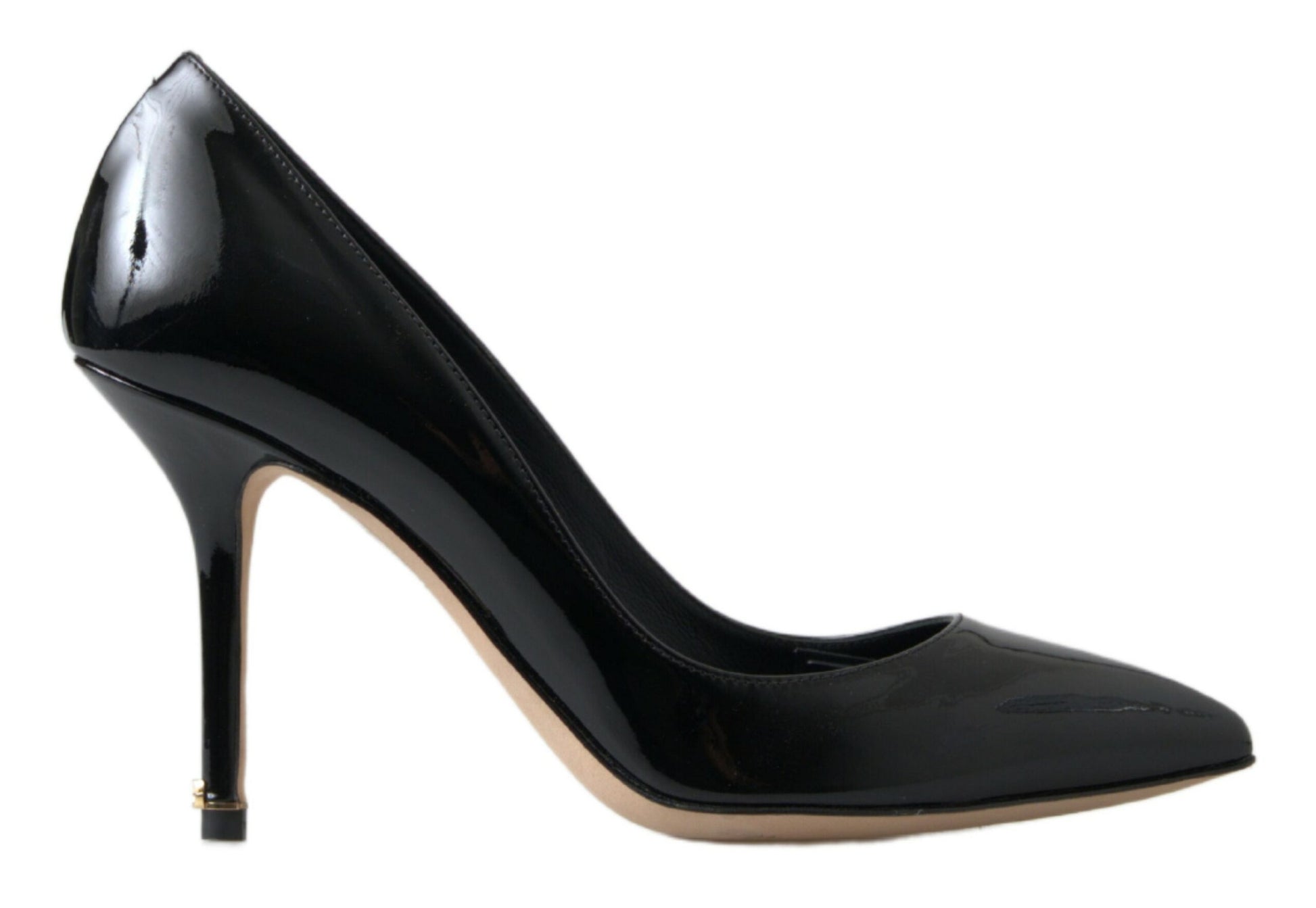 Dolce & Gabbana Black Patent Leather High Heels Pumps Shoes schwarz