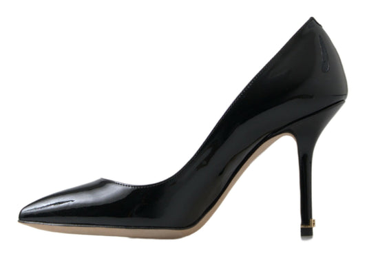 Dolce & Gabbana Black Patent Leather High Heels Pumps Shoes schwarz